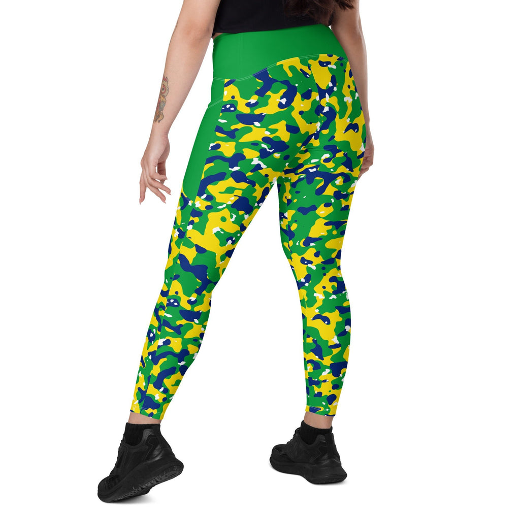 Brazil Flag Camo Leggings with pockets - Conscious Apparel Store