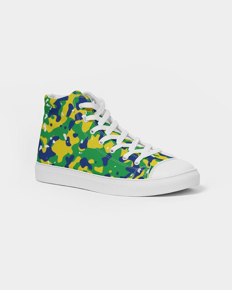 Brazil Flag Camo Men's Hightop Canvas Shoe - Conscious Apparel Store