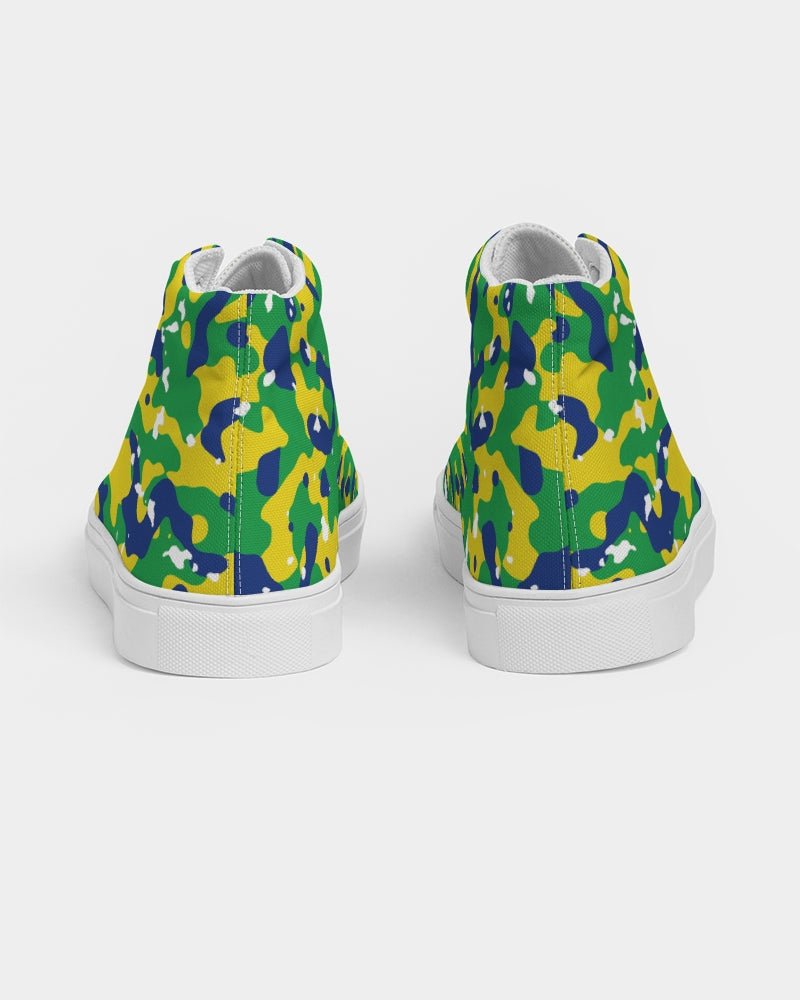 Brazil Flag Camo Men's Hightop Canvas Shoe - Conscious Apparel Store