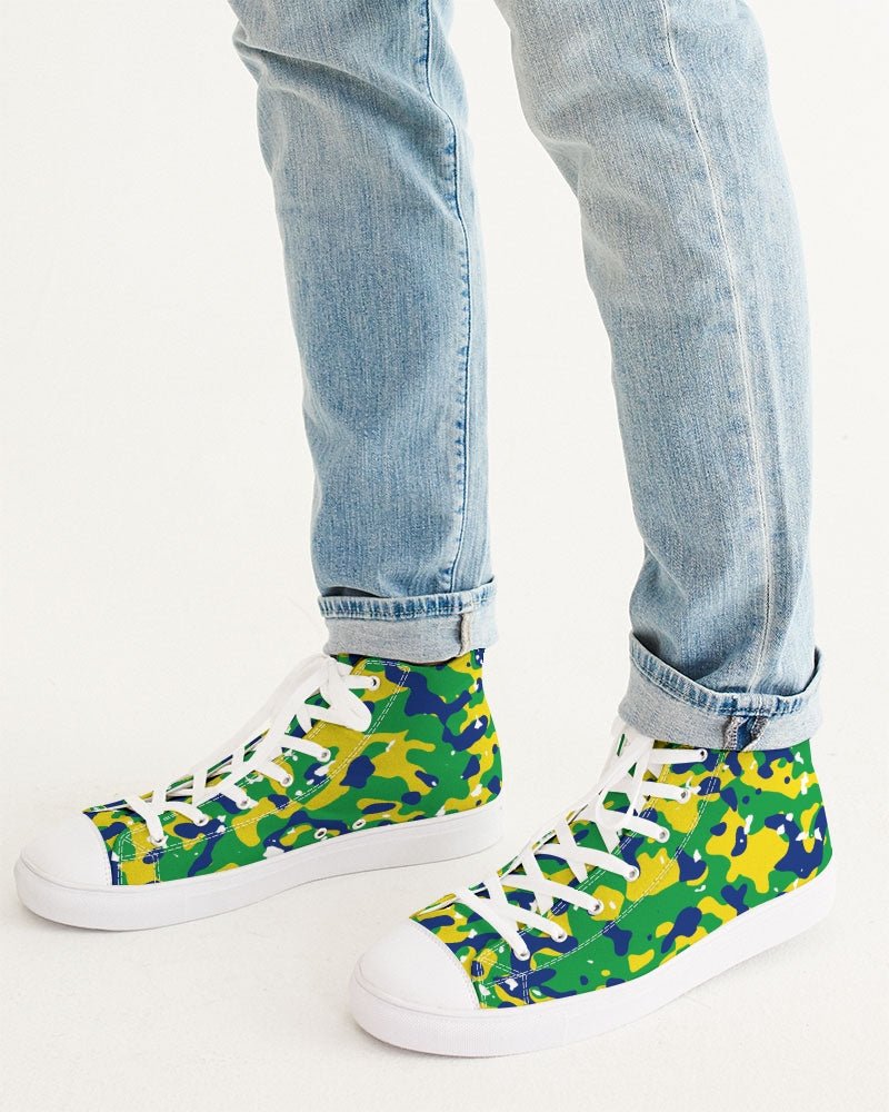 Brazil Flag Camo Men's Hightop Canvas Shoe - Conscious Apparel Store
