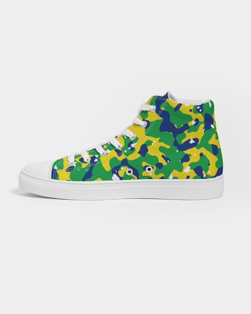 Brazil Flag Camo Men's Hightop Canvas Shoe - Conscious Apparel Store