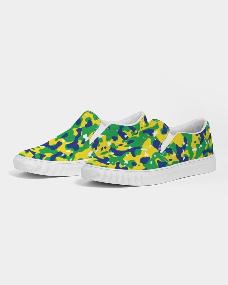 Brazil Flag Camo Men's Slip-On Canvas Shoe - Conscious Apparel Store