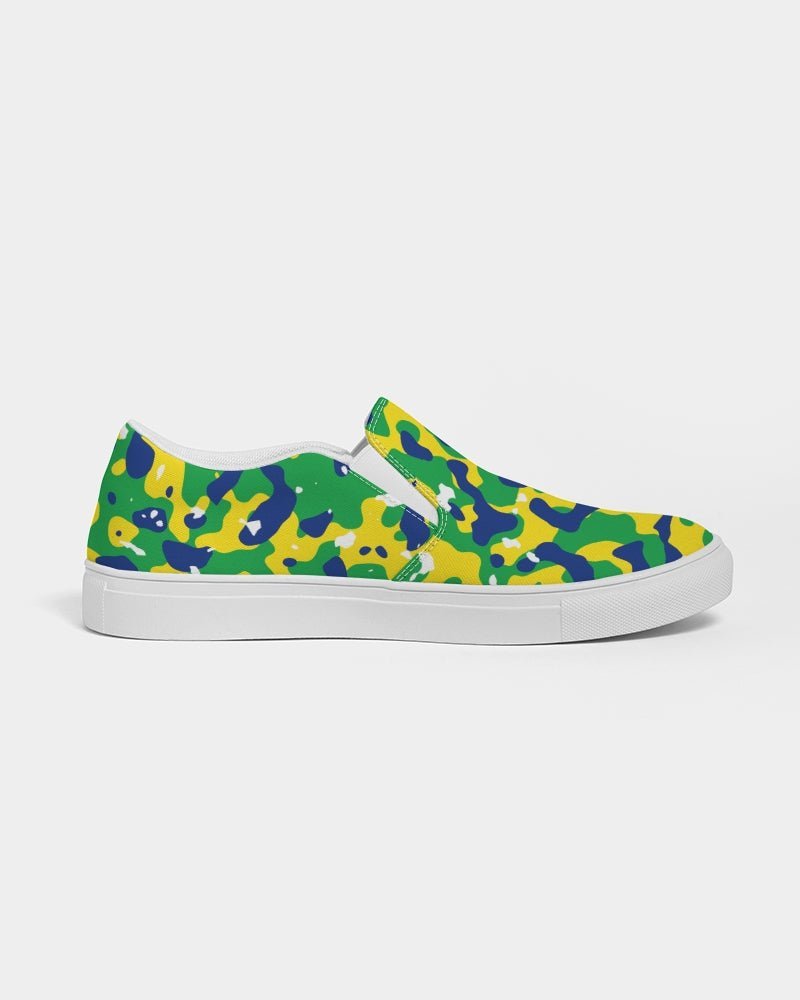 Brazil Flag Camo Men's Slip-On Canvas Shoe - Conscious Apparel Store