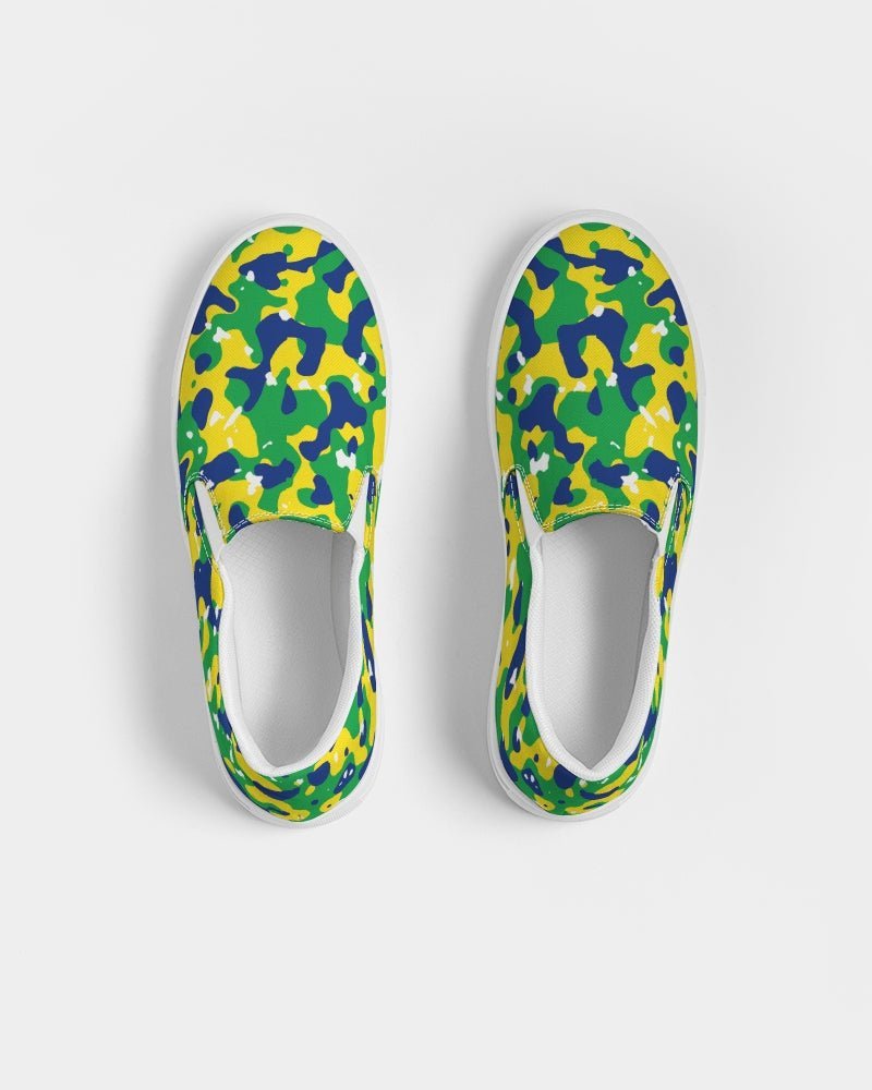 Brazil Flag Camo Men's Slip-On Canvas Shoe - Conscious Apparel Store