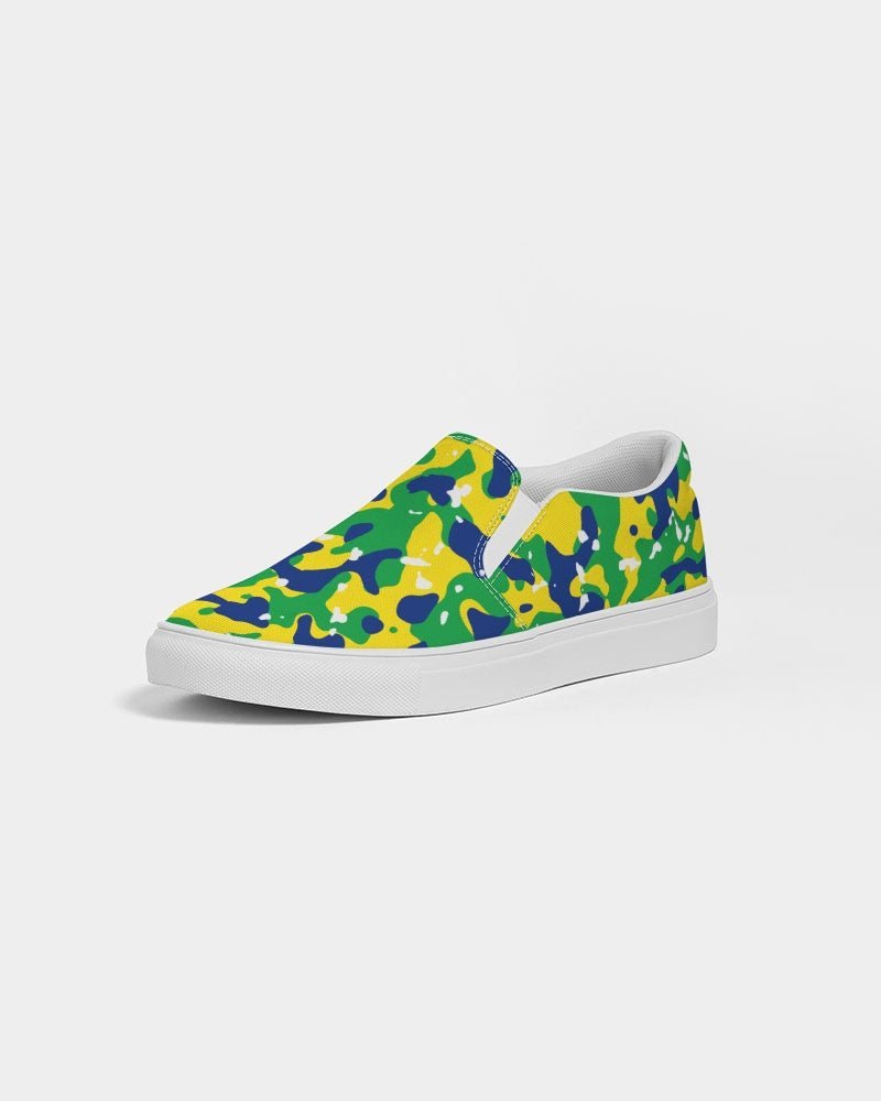 Brazil Flag Camo Men's Slip-On Canvas Shoe - Conscious Apparel Store