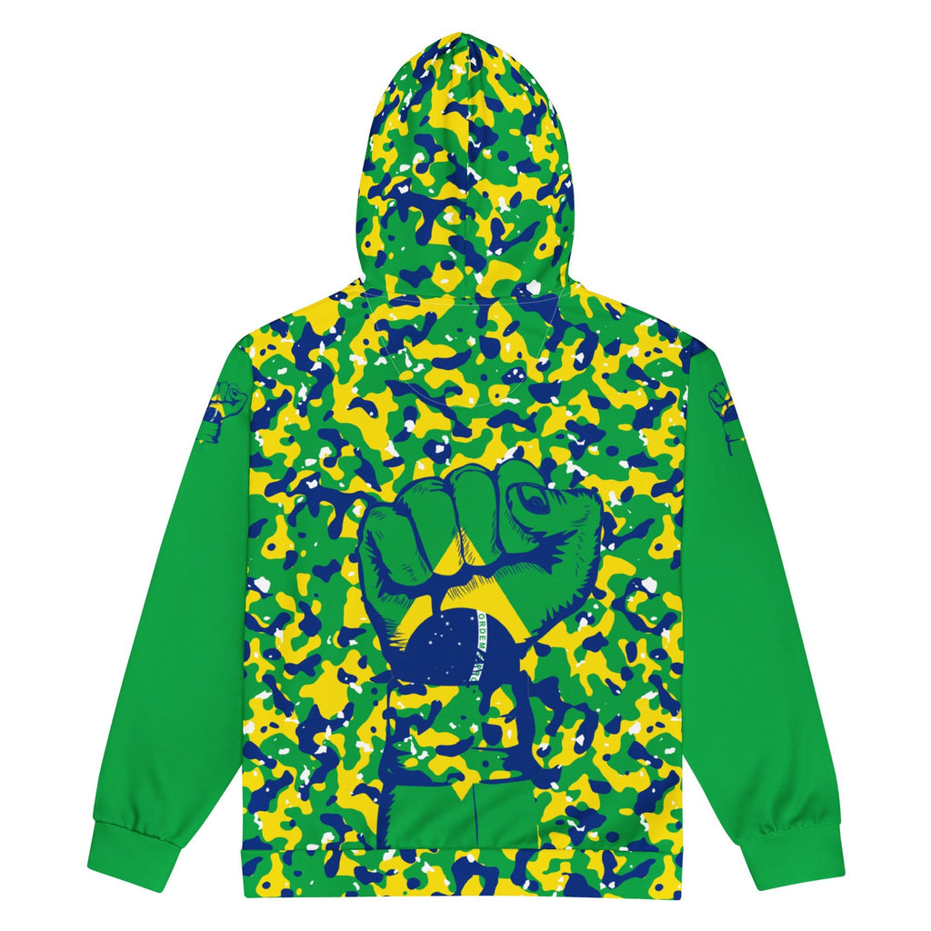 Brazil Flag Camo Unisex zip hoodie - Conscious Apparel Store