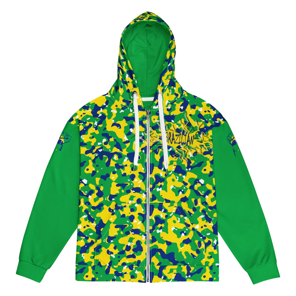 Brazil Flag Camo Unisex zip hoodie - Conscious Apparel Store
