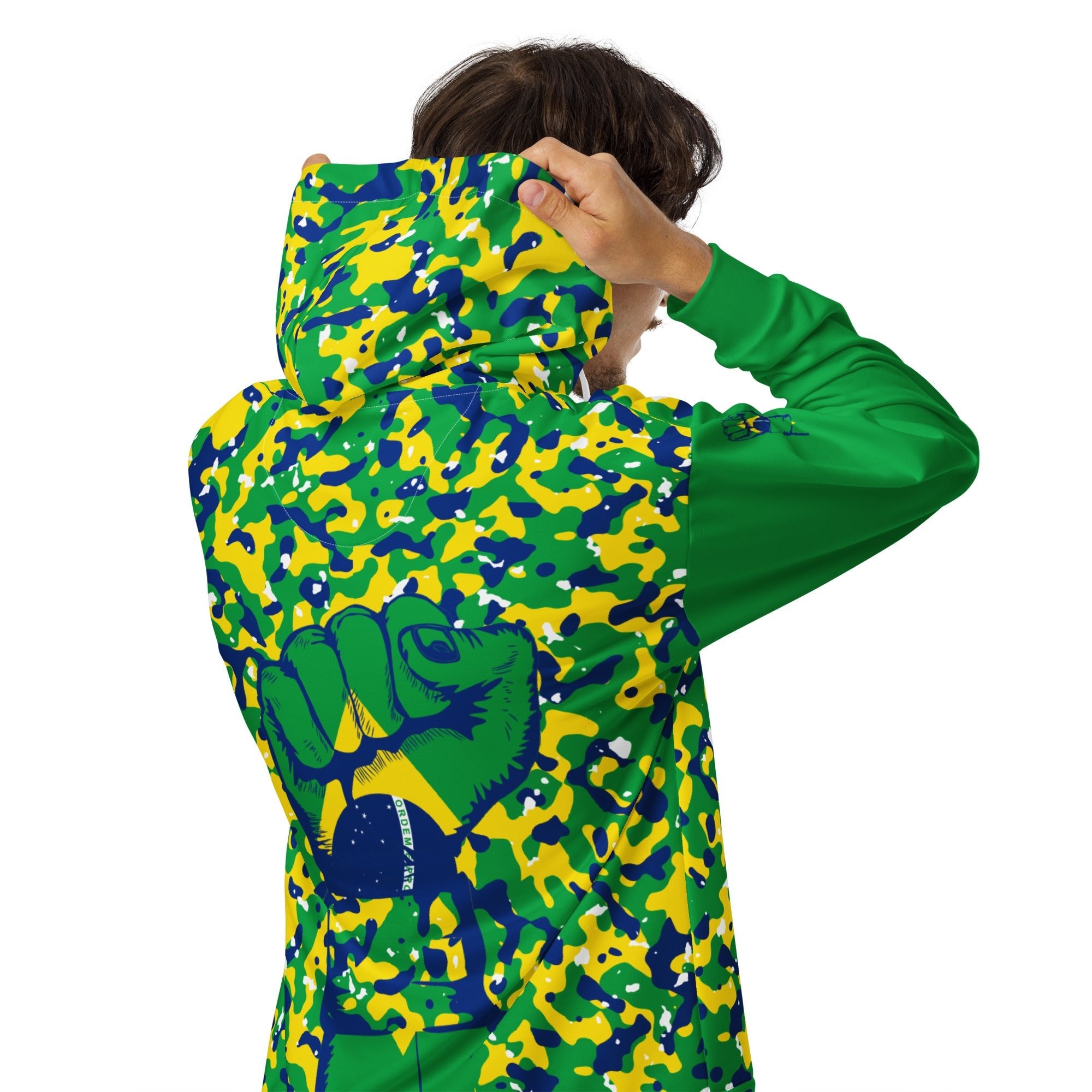 Brazil Flag Camo Unisex zip hoodie - Conscious Apparel Store