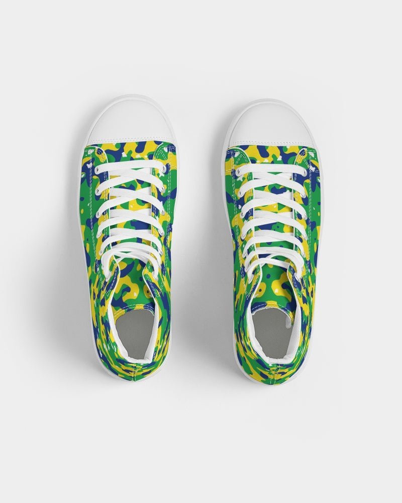 Brazil Flag Camo Women's Hightop Canvas Shoe - Conscious Apparel Store