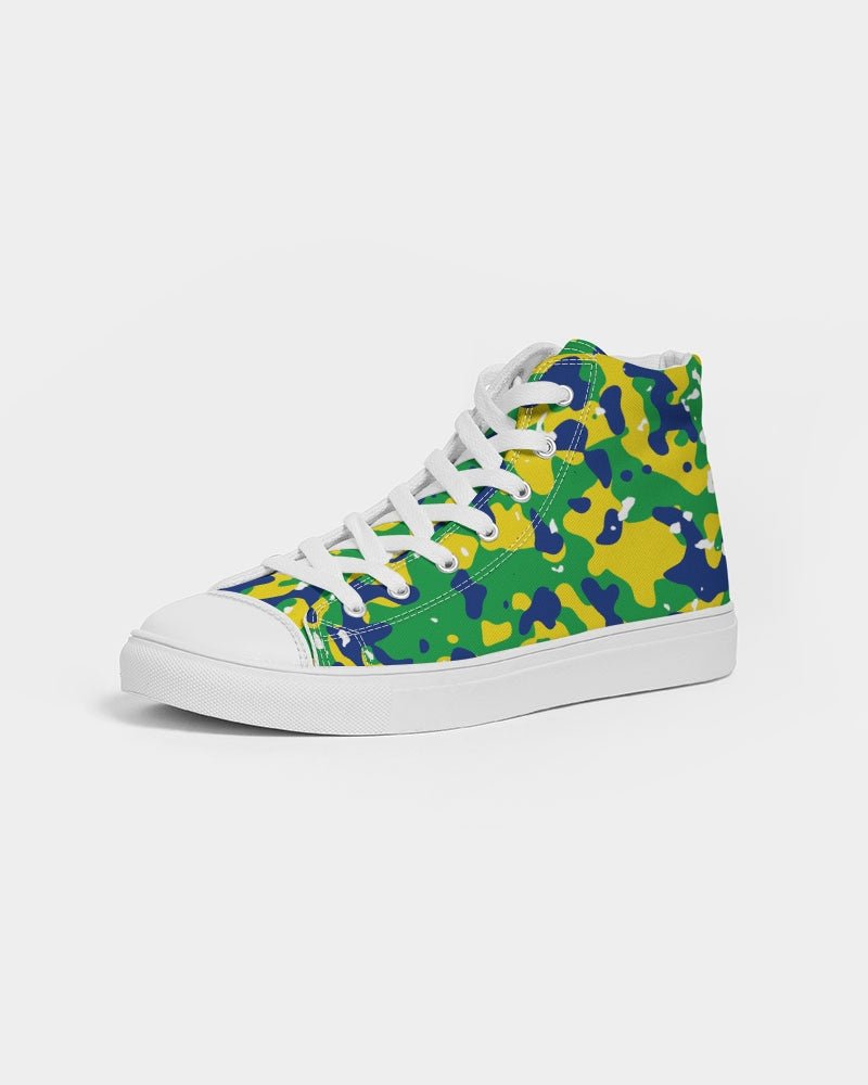 Brazil Flag Camo Women's Hightop Canvas Shoe - Conscious Apparel Store
