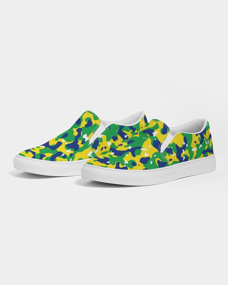 Brazil Flag Camo Women's Slip - On Canvas Shoe - Conscious Apparel Store