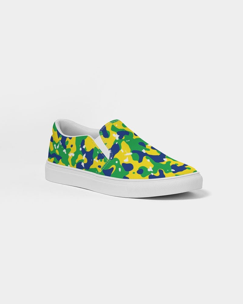 Brazil Flag Camo Women's Slip - On Canvas Shoe - Conscious Apparel Store