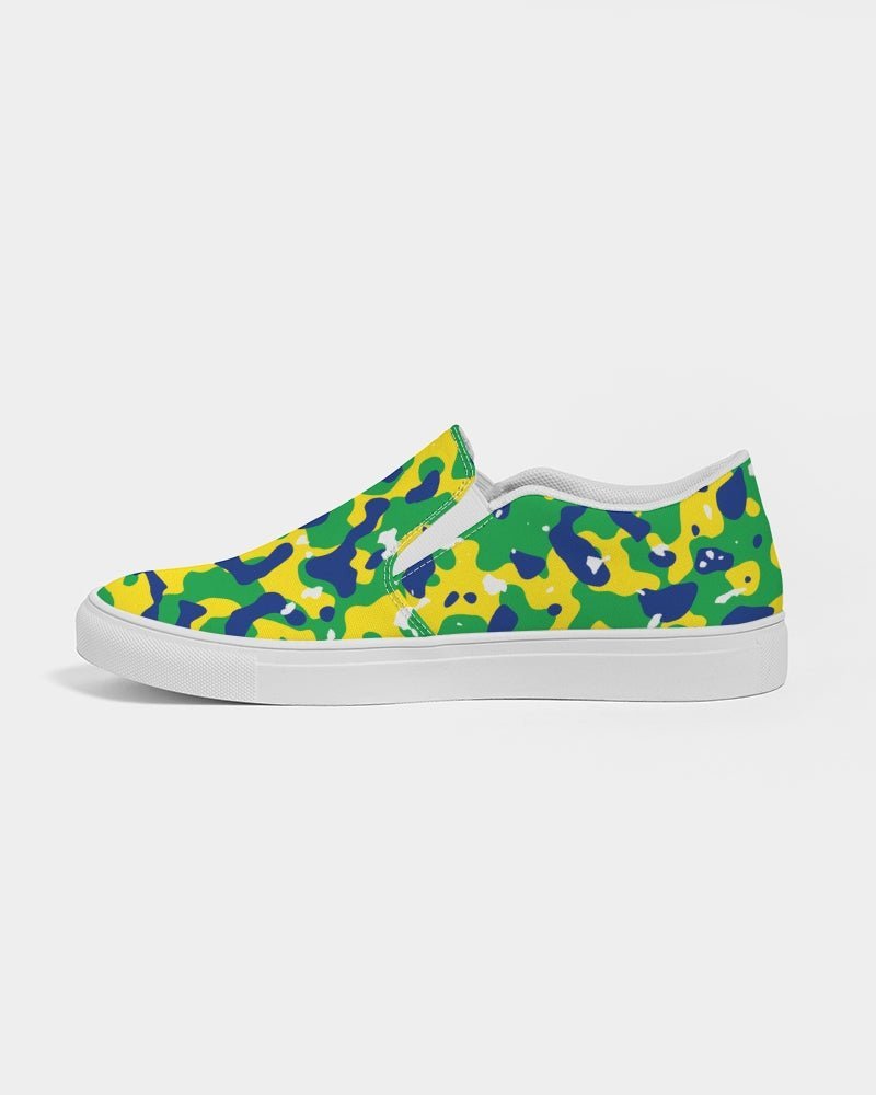 Brazil Flag Camo Women's Slip-On Canvas Shoe - Conscious Apparel Store