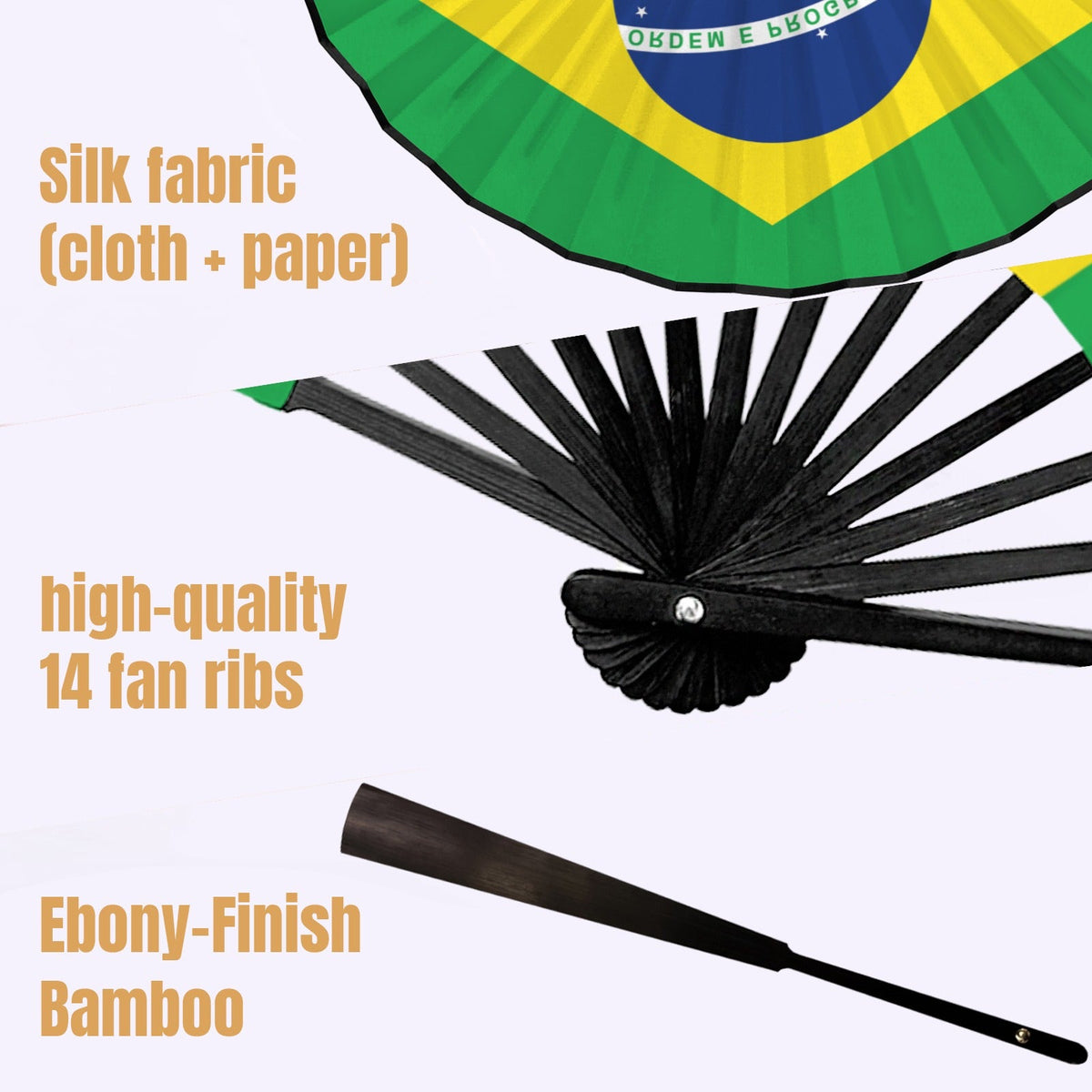 Brazil Flag Double-Sided Custom Folding Fan - Conscious Apparel Store