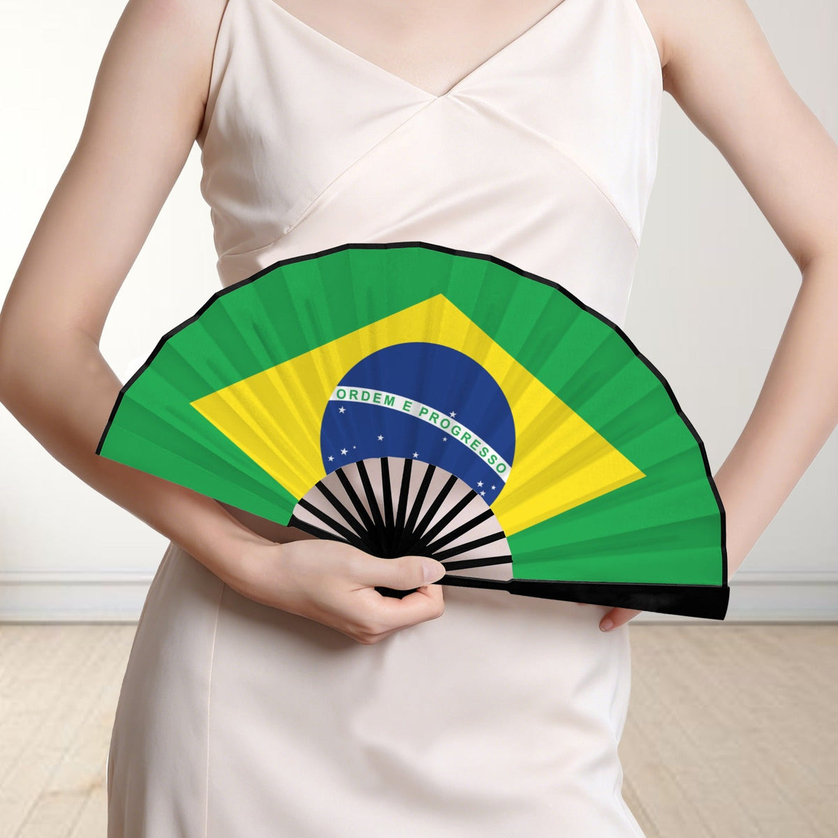 Brazil Flag Double-Sided Custom Folding Fan - Conscious Apparel Store