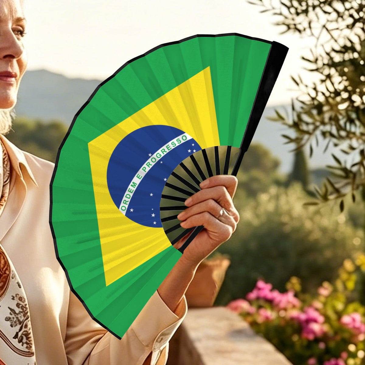 Brazil Flag Double-Sided Custom Folding Fan - Conscious Apparel Store