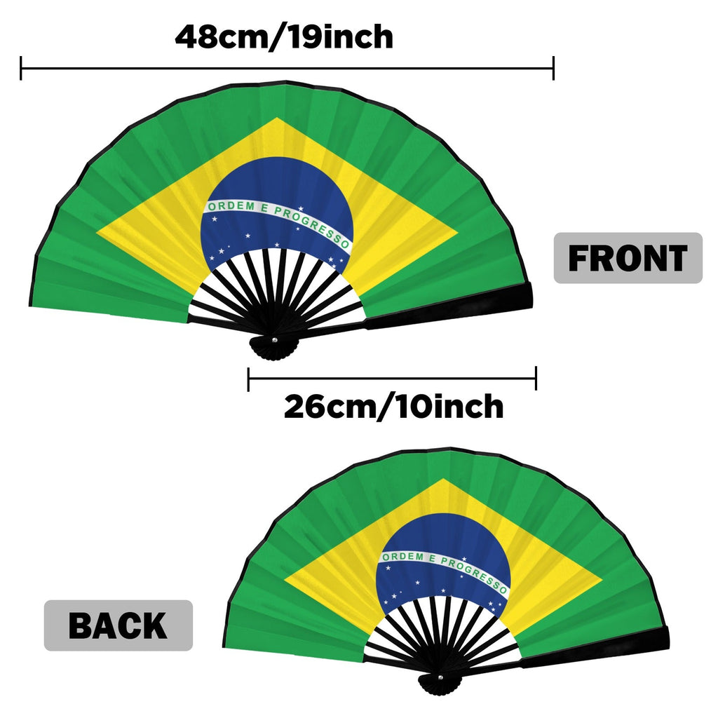 Brazil Flag Double-Sided Custom Folding Fan - Conscious Apparel Store