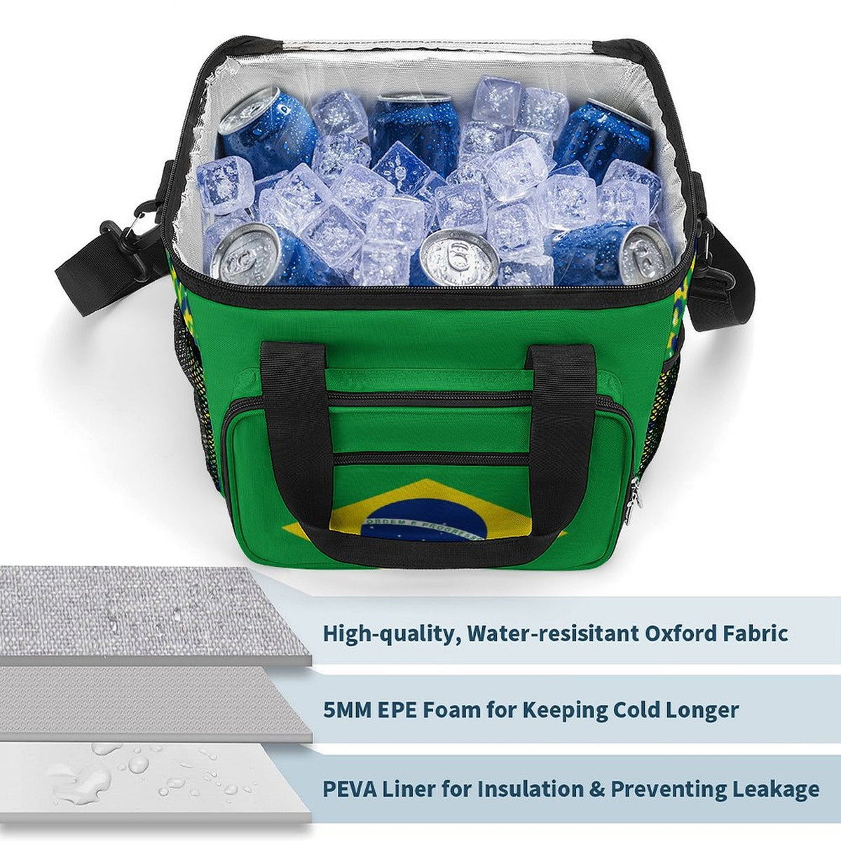 Brazil Flag Insulated Cooler Bag - Conscious Apparel Store
