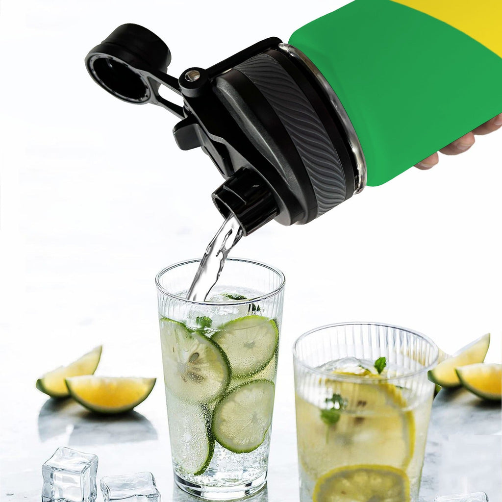 Brazil Flag Insulated Water Bottle with Dual - Use Lid (18oz) - Conscious Apparel Store