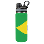 Brazil Flag Insulated Water Bottle with Dual - Use Lid (18oz) - Conscious Apparel Store