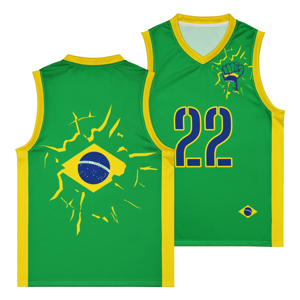 Brazil Flag Premium Sport Jersey Tank Top - Conscious Apparel Store