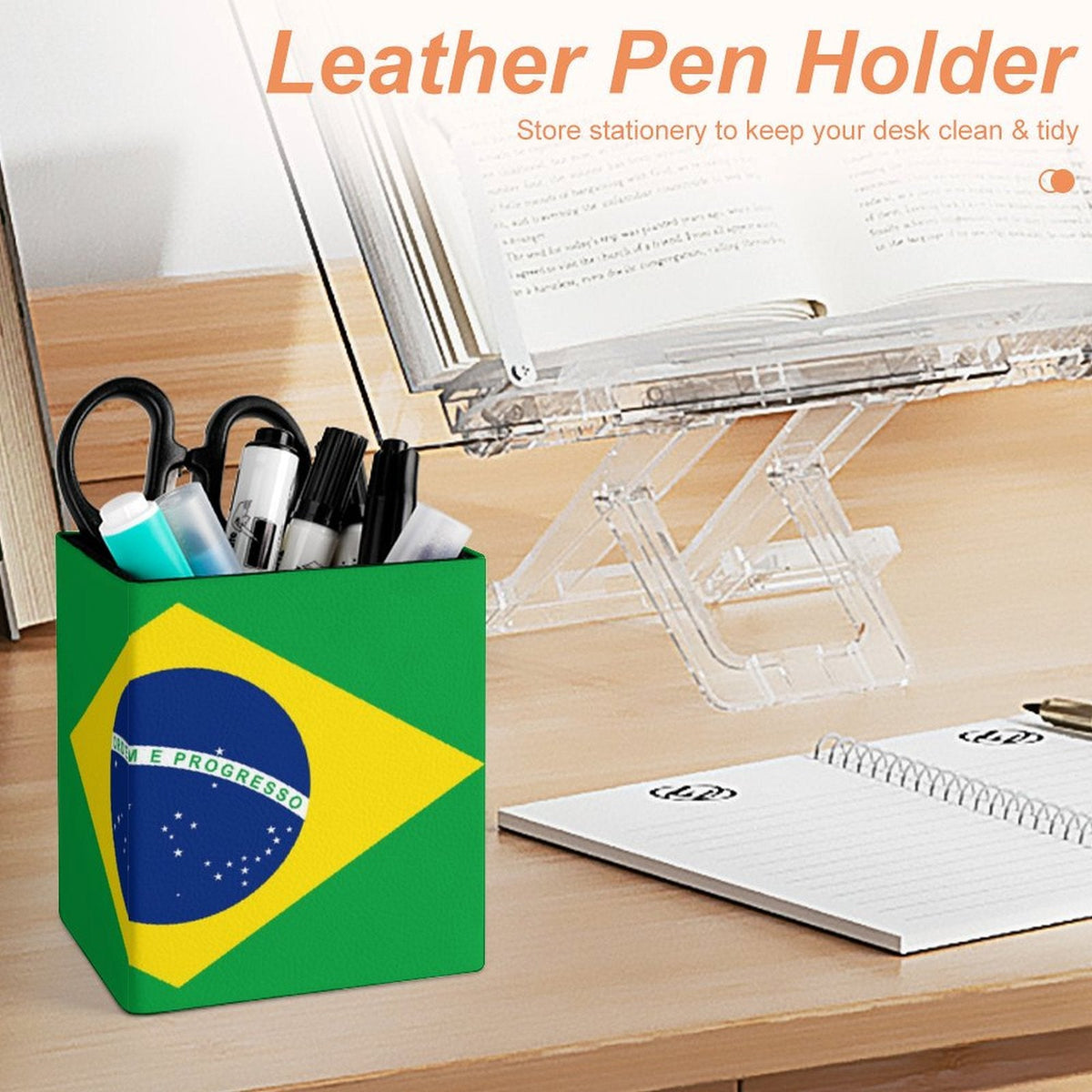 Brazil Flag Square Pen Holder - Conscious Apparel Store