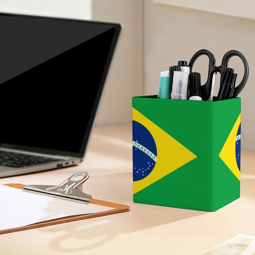 Brazil Flag Square Pen Holder - Conscious Apparel Store