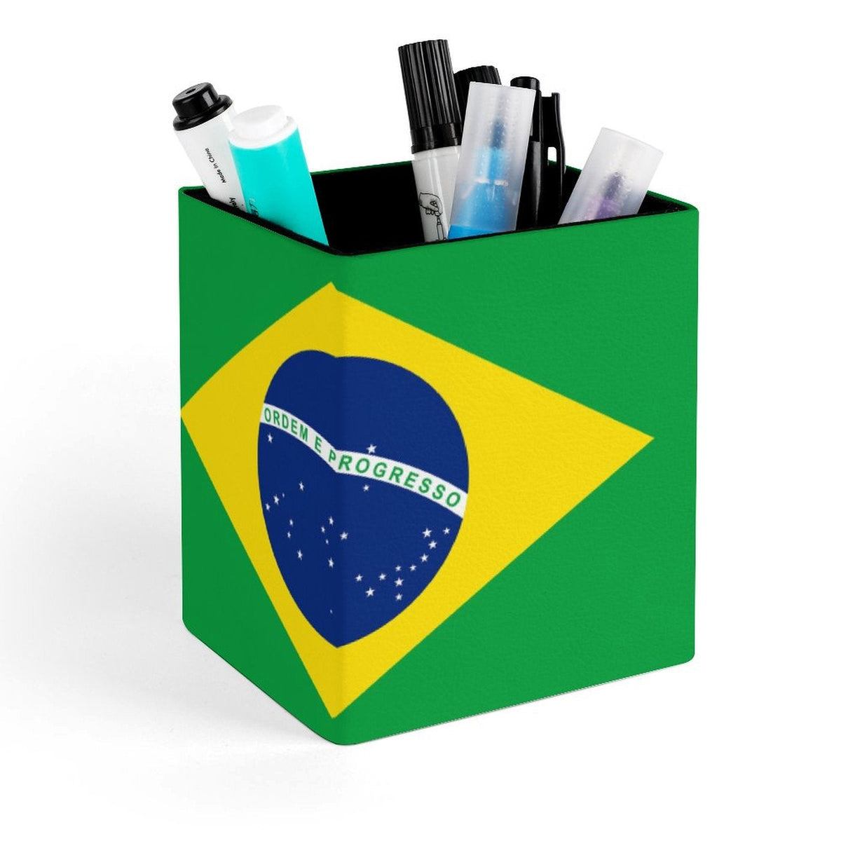Brazil Flag Square Pen Holder - Conscious Apparel Store