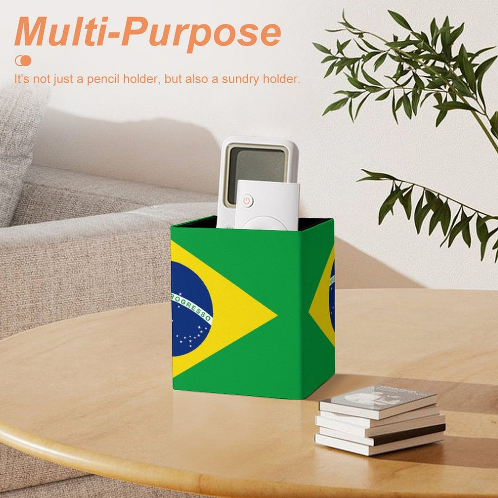Brazil Flag Square Pen Holder - Conscious Apparel Store