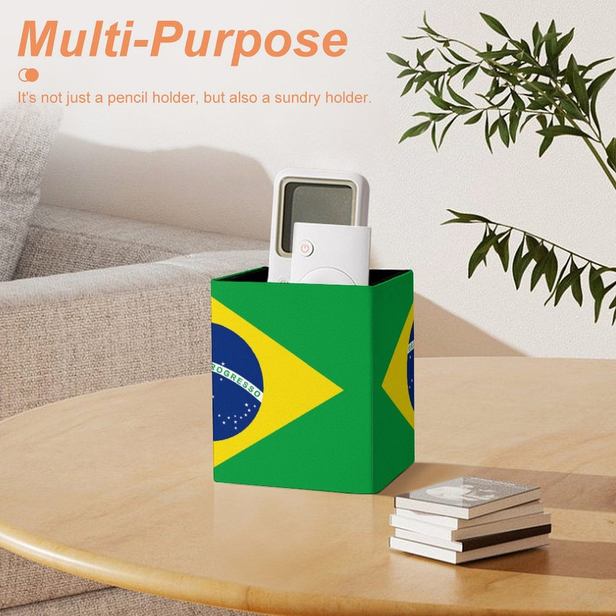 Brazil Flag Square Pen Holder - Conscious Apparel Store