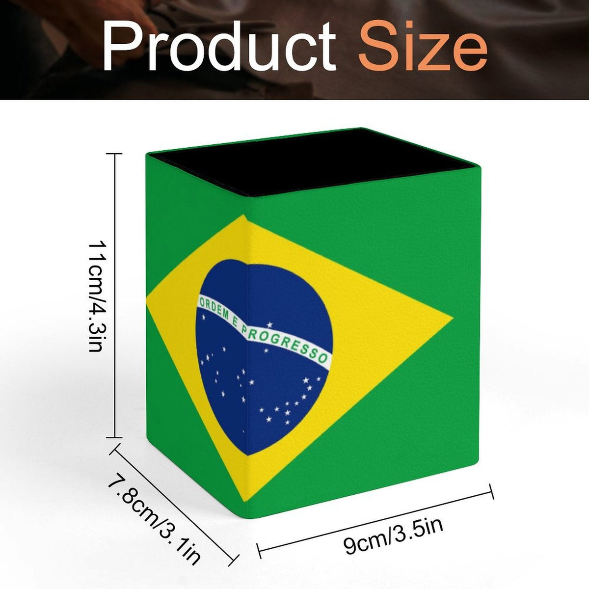 Brazil Flag Square Pen Holder - Conscious Apparel Store