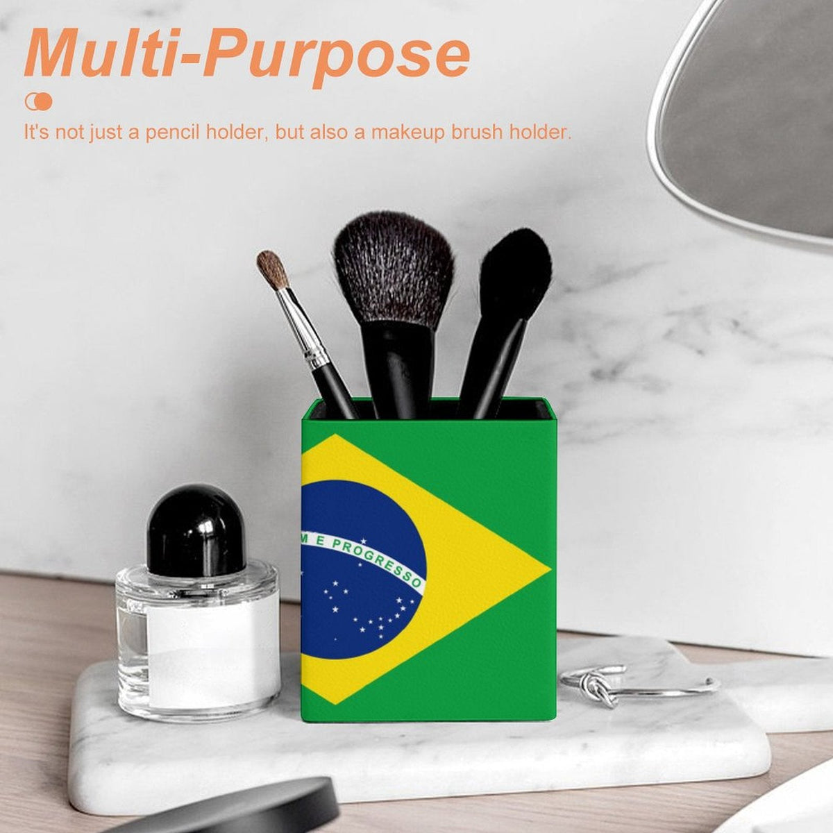 Brazil Flag Square Pen Holder - Conscious Apparel Store