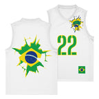 Brazil Flag (White) Premium Sport Jersey Tank Top - Conscious Apparel Store
