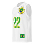 Brazil Flag (White) Premium Sport Jersey Tank Top - Conscious Apparel Store