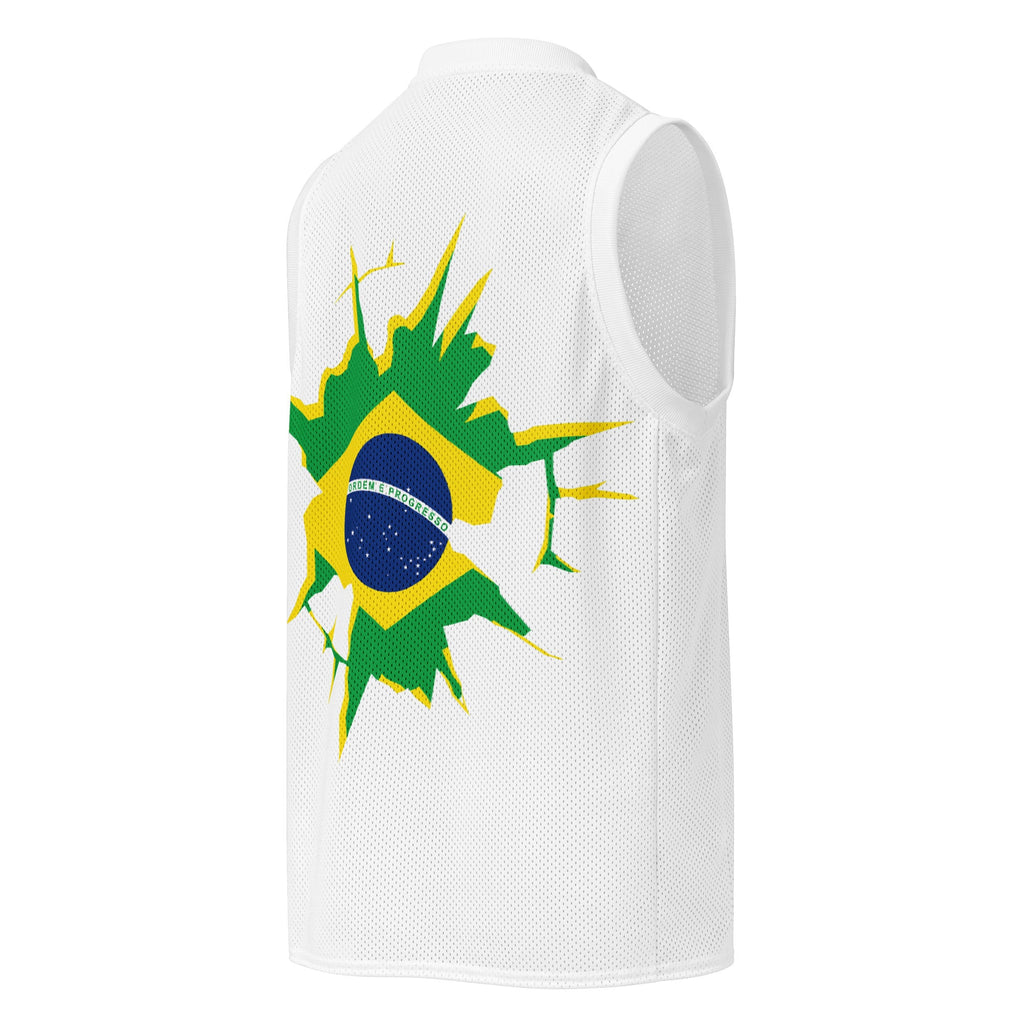 Brazil Flag (White) Premium Sport Jersey Tank Top - Conscious Apparel Store