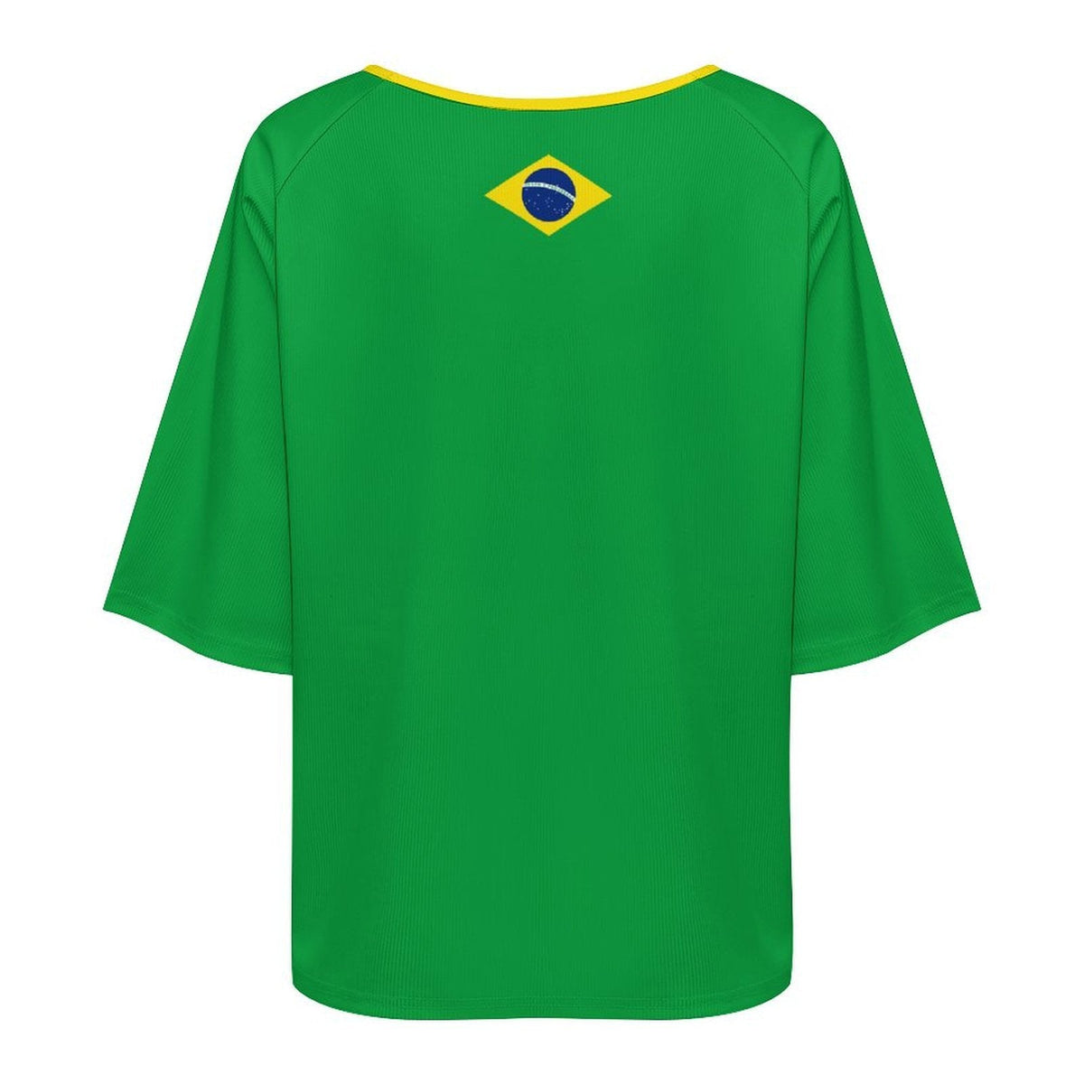 Brazil Flag Women’s Loose Half-Sleeve Boat Neck T-Shirt - Conscious Apparel Store