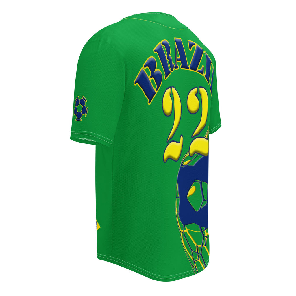 Brazil Football Themed Button-Down Sport Jersey - Conscious Apparel Store