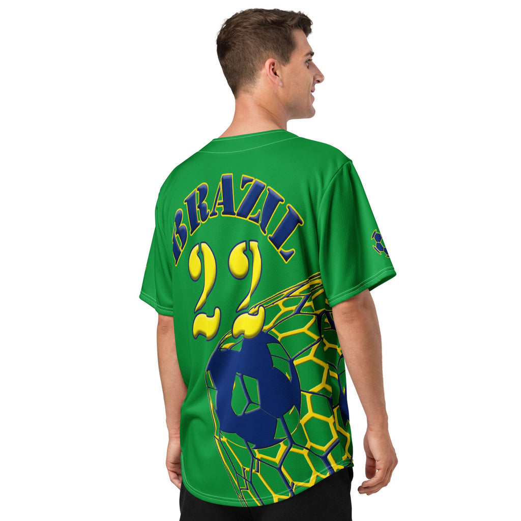 Brazil Football Themed Button-Down Sport Jersey - Conscious Apparel Store