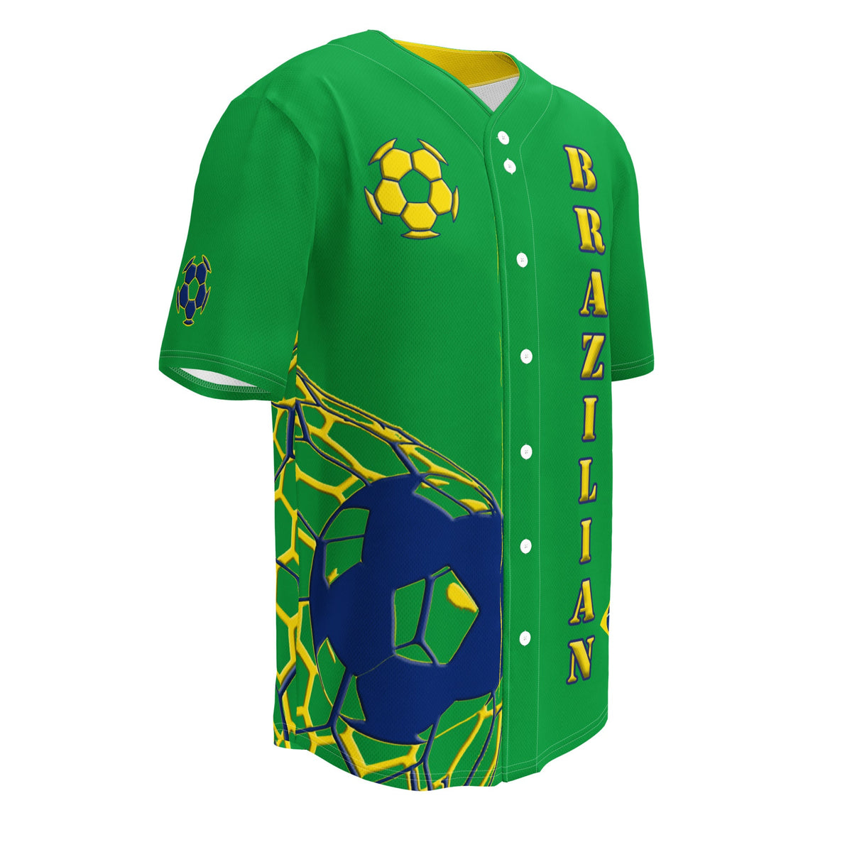 Brazil Football Themed Button-Down Sport Jersey - Conscious Apparel Store