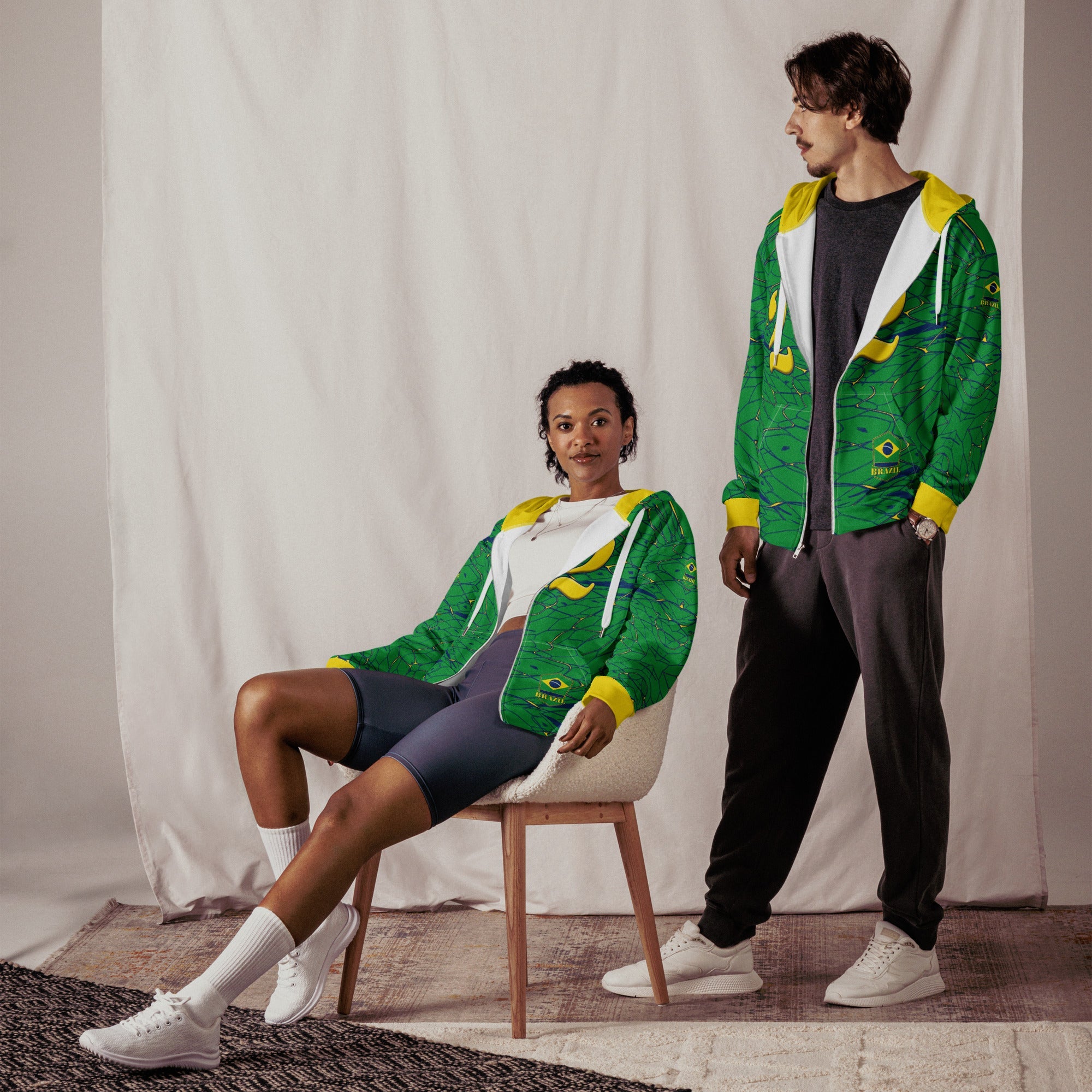 Brazil Football Unisex zip hoodie - Conscious Apparel Store