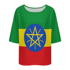 Ethiopia Flag Women’s Loose Half-Sleeve Boat Neck T-Shirt