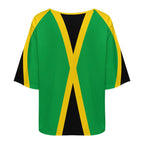 Jamaica Flag Women’s Loose Half-Sleeve Boat Neck T-Shirt