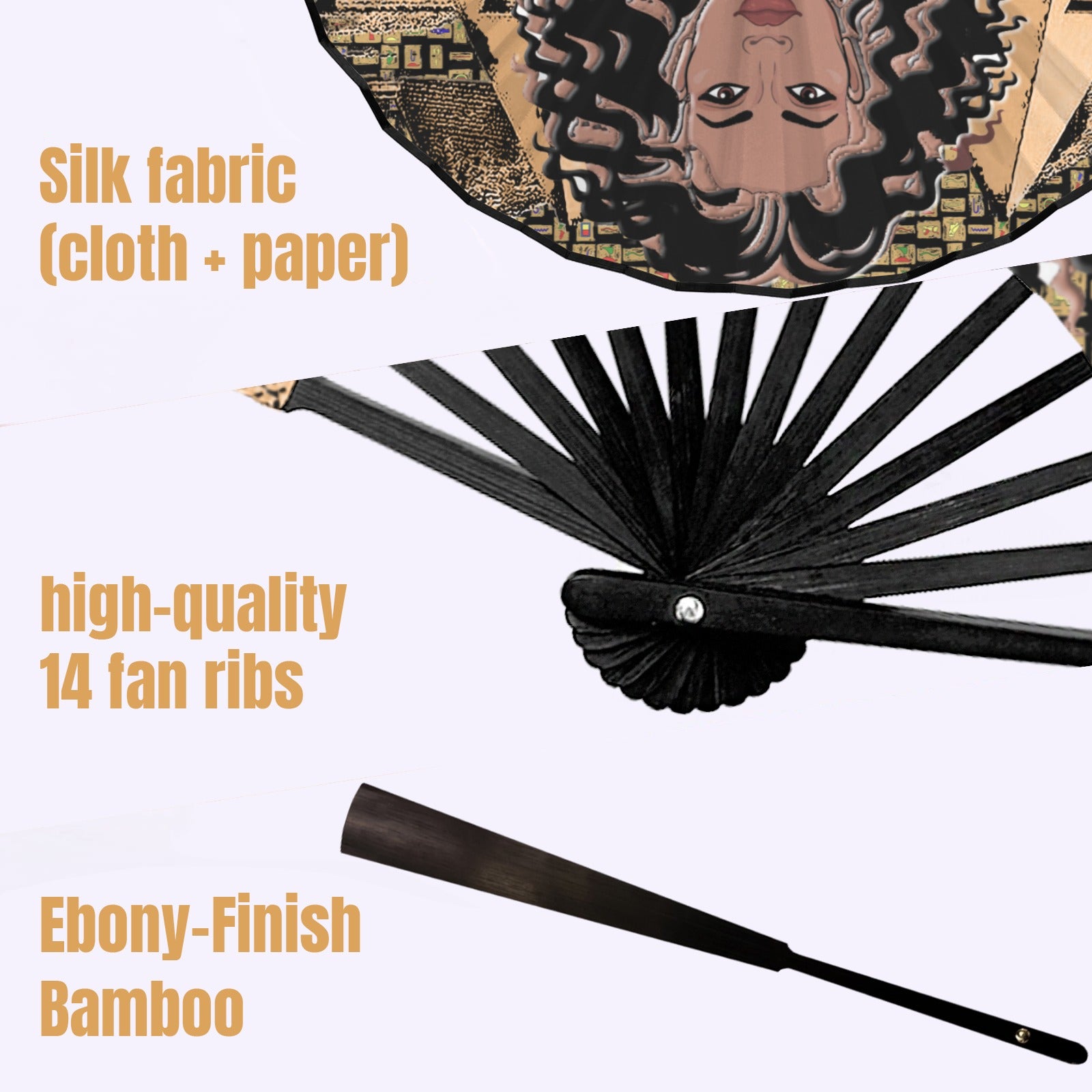 Nubian Girl (Black) Double-Sided Custom Folding Fan