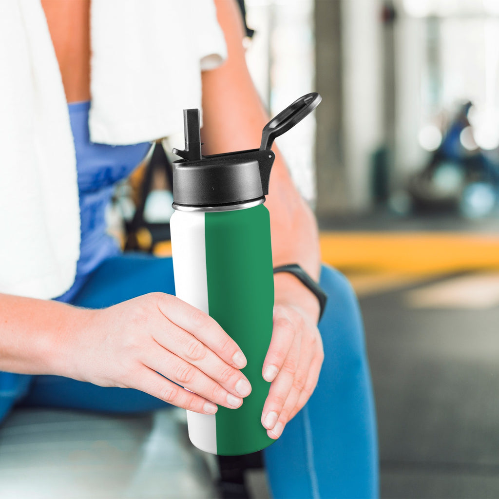 Nigeria Flag Insulated Water Bottle with Straw Lid (18oz)