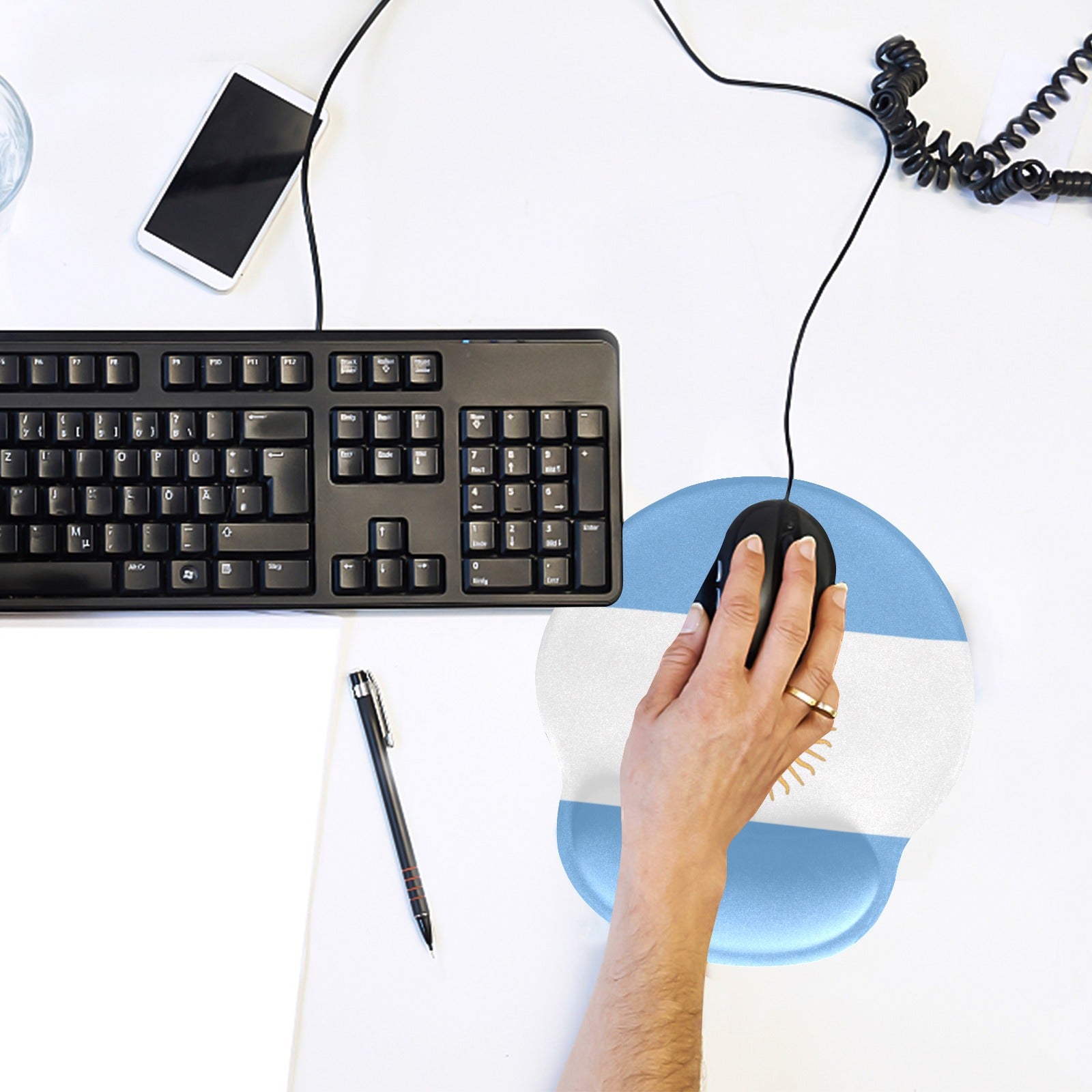 Argentina Flag Mouse Pad with Wrist Rest Support