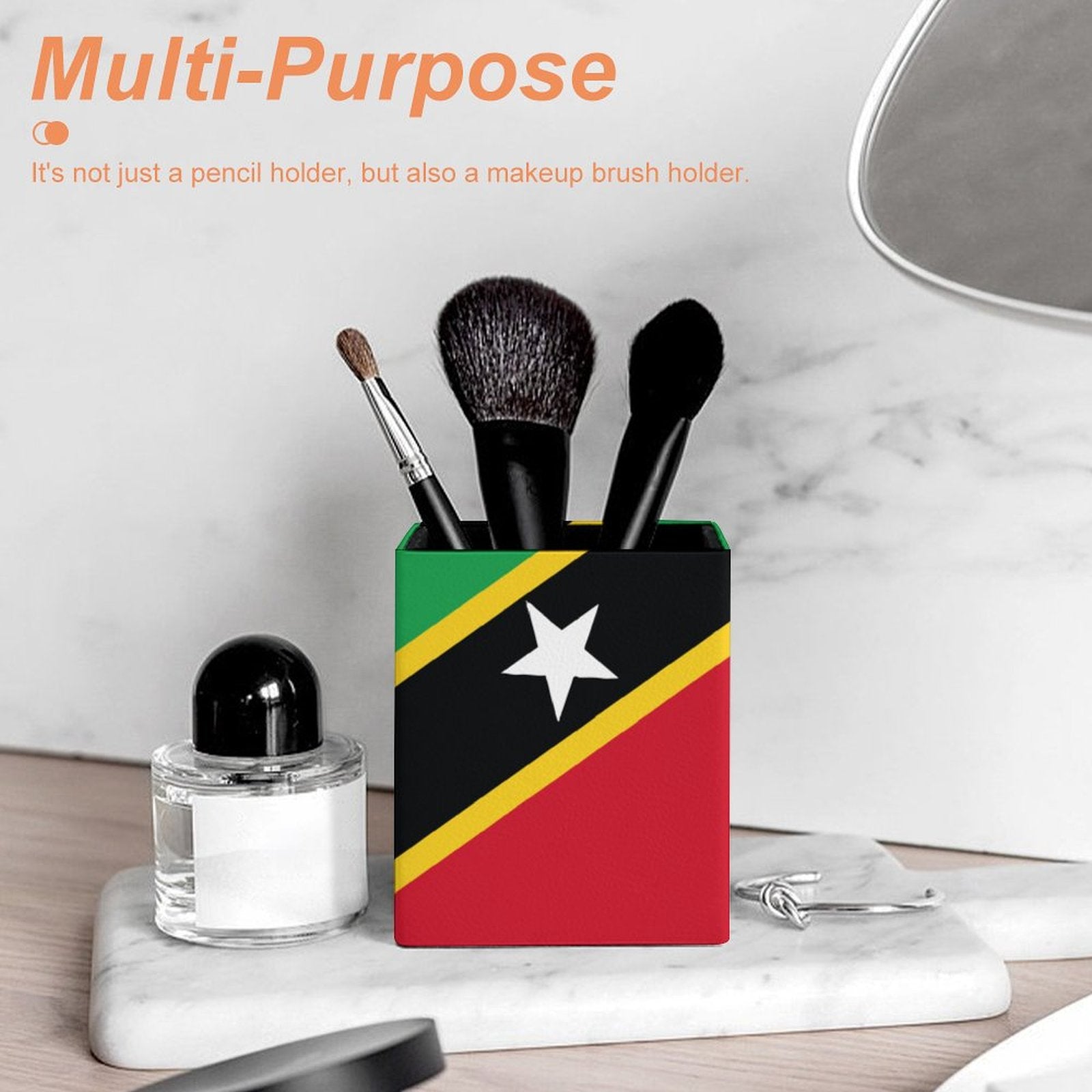 St Kitts Flag Square Pen Holder