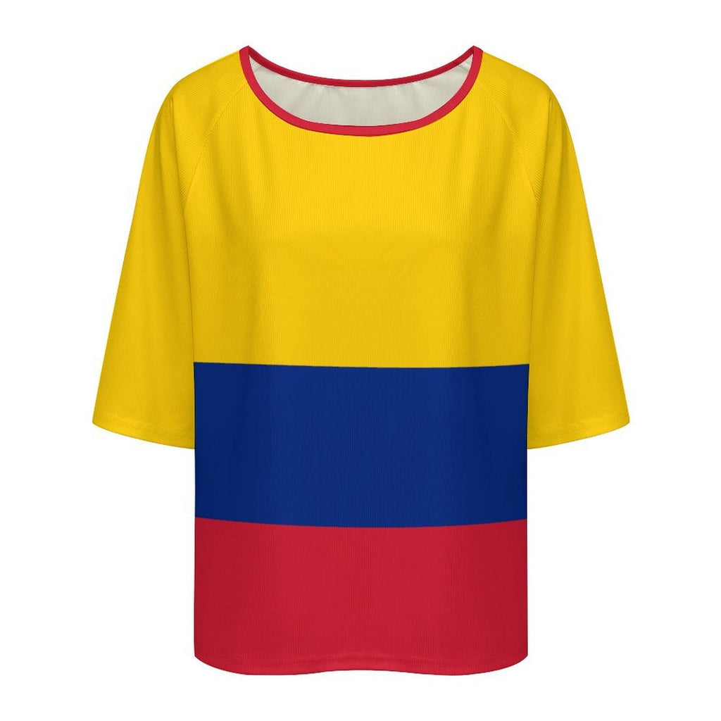 Columbia Flag Women’s Loose Half-Sleeve Boat Neck T-Shirt - Conscious Apparel Store