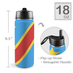 Congo Star Insulated Water Bottle with Straw Lid (18oz) - Conscious Apparel Store