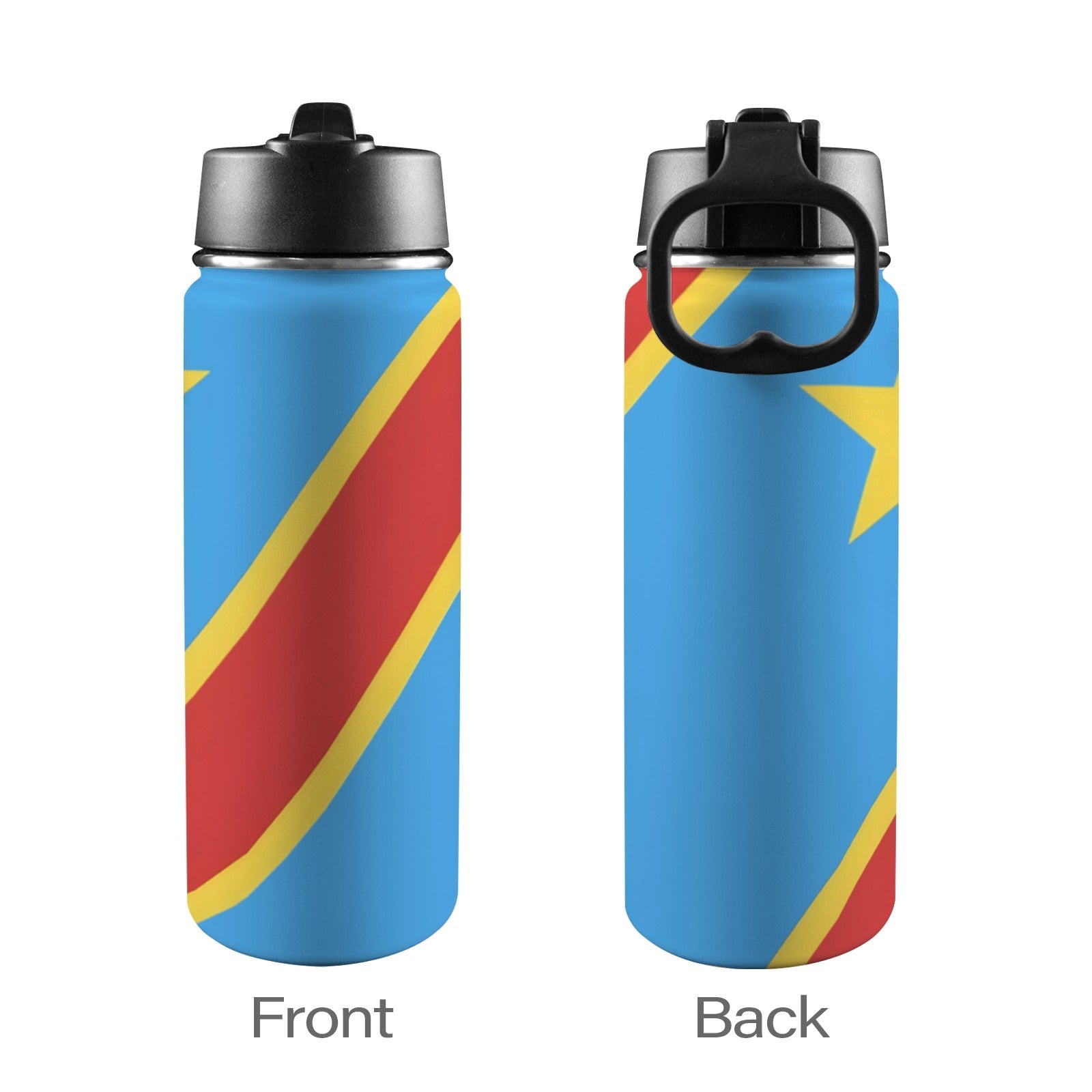 Congo Star Insulated Water Bottle with Straw Lid (18oz) - Conscious Apparel Store