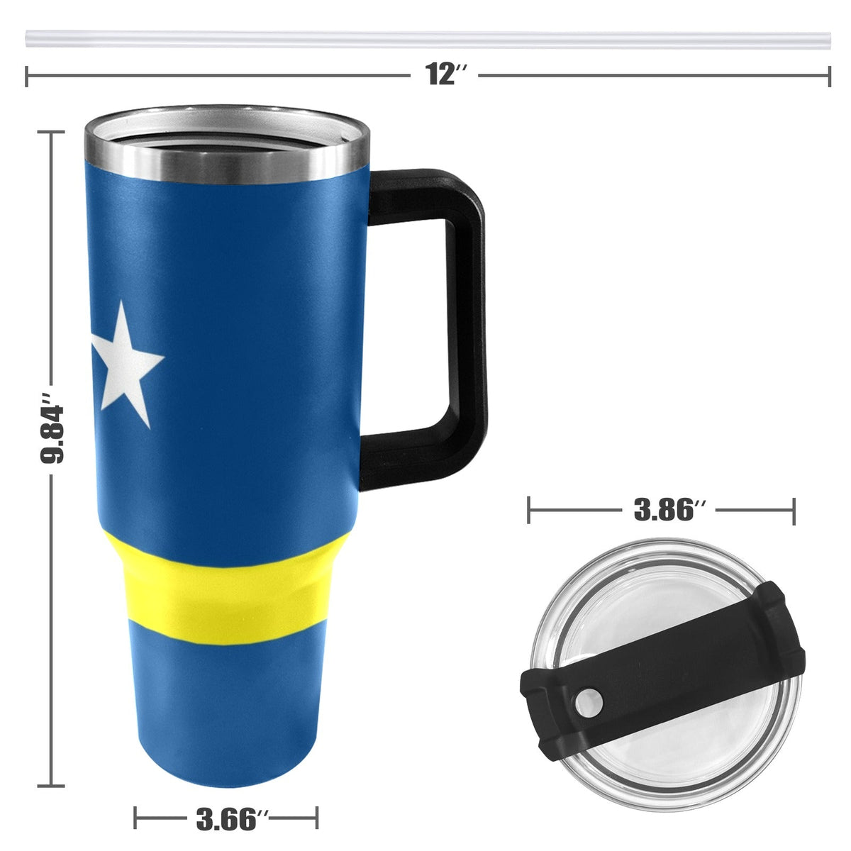 Curacao Flag 40oz Tumbler with Black Handle - Conscious Apparel Store